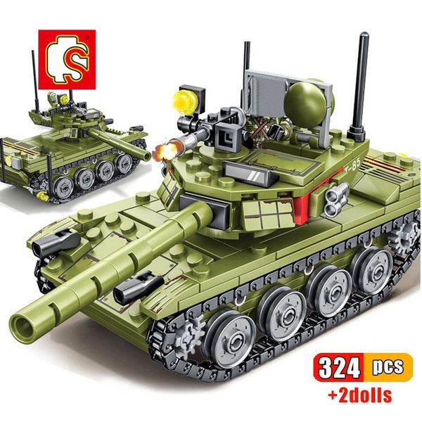 

sembo 324pcs military main battle tank building blocks compatible army soldier weapon bricks educational toys for children gift wmtzfa