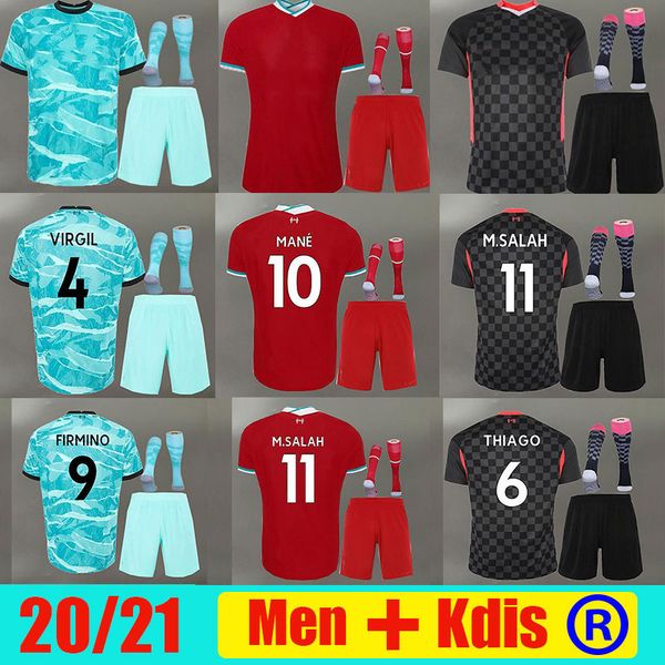 

thaialand s-4xl m. salah firmino soccer jerseys football shirts 20 21 virgil mane goalkeeper 2020 2021 men kids kit uniforms, Black;yellow