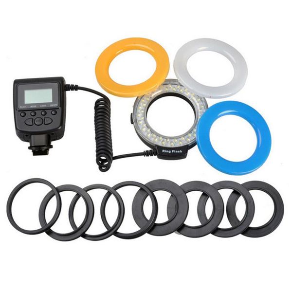 

macro led round flash bundle with 8 adapter rings compatible with pentax dslr camera pgraphy lighting