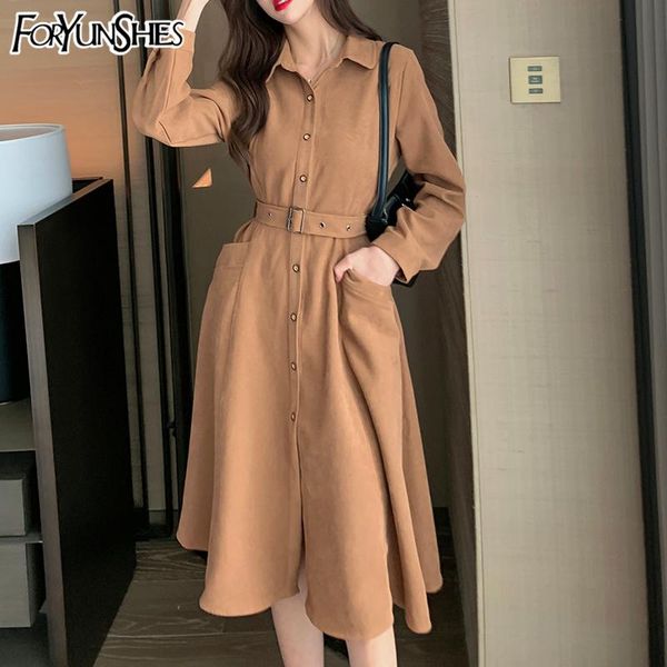

casual dresses brown sashes dress elegant office for women 2021 red year formal spring autumn vintage long sleeve, Black;gray