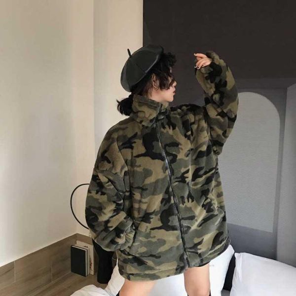 

women's jackets nicemix oversize long sleeve loose harajuku bf chic zipper women trendy korean style casual camouflage womens students, Black;brown
