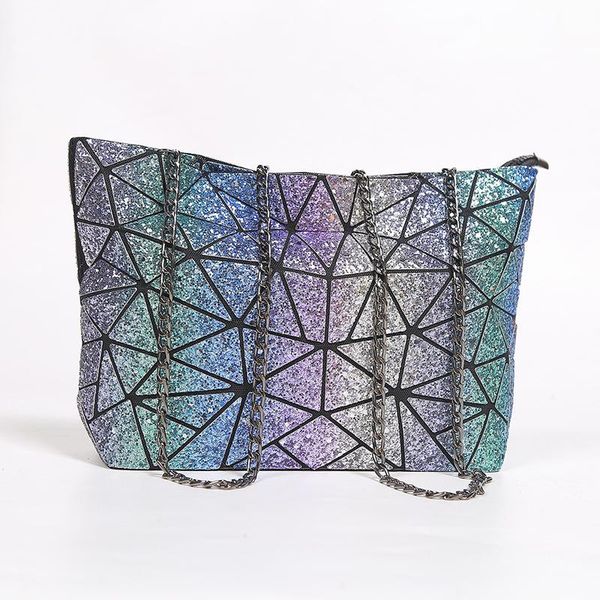 

new fashion women shoulder bag diamond lattice tote geometry quilted handbag evening geometric mosaic handbag with chain strap