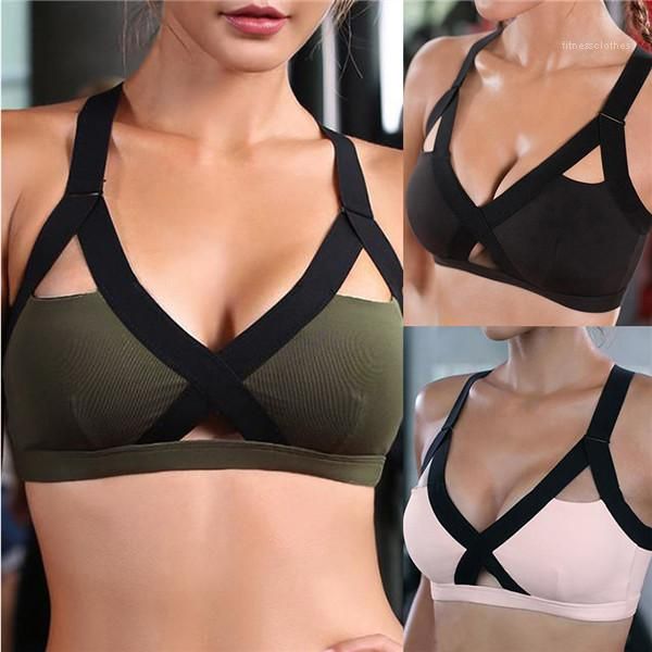 

patchwork cross belt plus size sports underwear summer no rims ladies yoga fitness bra womens yoga bras, Red;black
