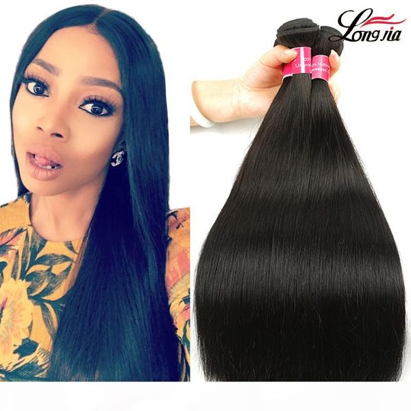 

brazilian straight human hair weave bundles wholesale brazilian straight virgin human hair extension natural color can be dyed, Black