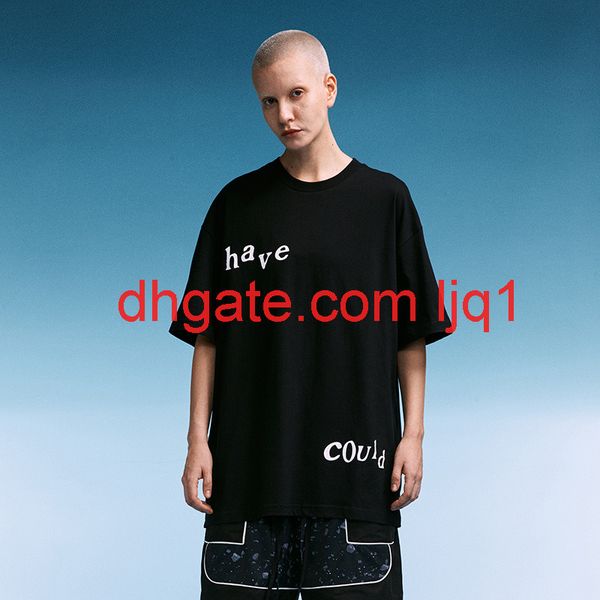 

wxwovdy 20ss trendy brand short sleeve t-shirt men's loose round neck figure print street trend couple top, Black