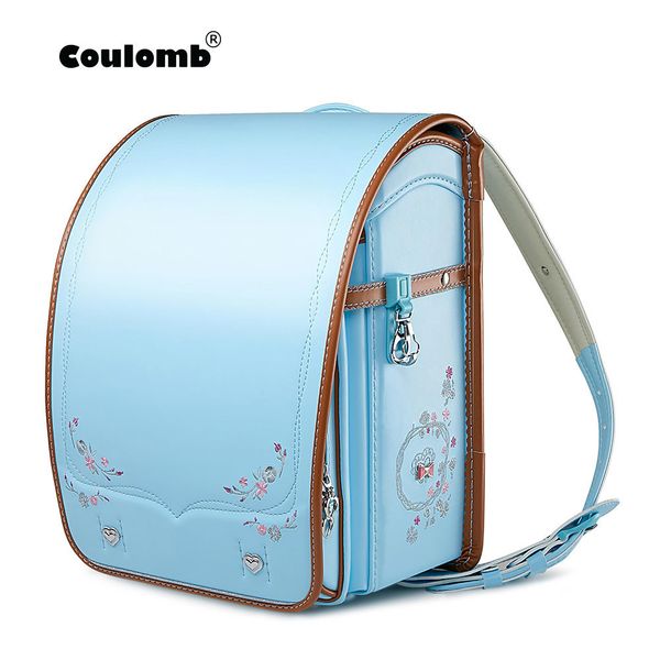 

coulomb japan children school bag for girls kid orthopedic backpack for school students bookbags pu randoseru bags 2019 new y200706