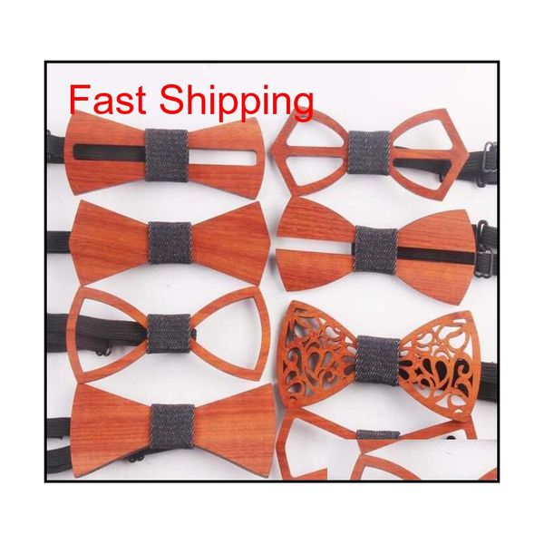 

9 styles vintage red rosewood bow ties hollow out bowknot for gentleman wedding wooden bowtie fasion accessorie qylmcj bdehome, Black;gray