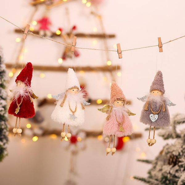 

1pcs new year christmas tree hanging doll plush angel new year home party decoration supplies kids gift navidad merry christmas