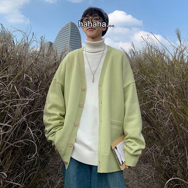 

male autumn 2021 thin new retro cardigan long sleeve shirt relaxed youth clothes 6916, White;black