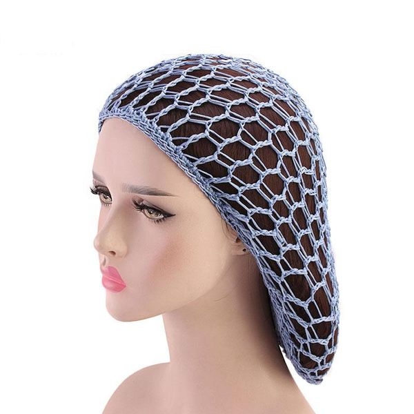 

soild color hairnet women soft rayon crochet hairnet oversize knit hat cap girls snood hair net headbands lady hair accessories q bbykar