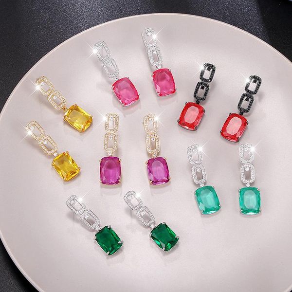 

New S925 Sterling Needle Exaggerated Square Earrings Female Fashion Trend Temperament Earrings Woman, Silver