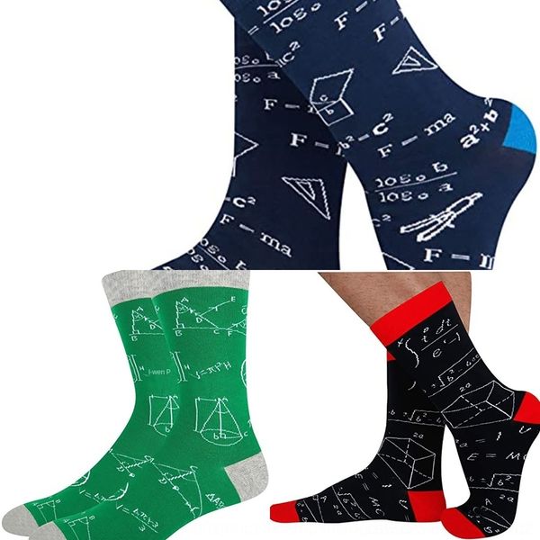

1ithg colorful math printed stockingssocks men's cotton mid-calf cotton colorful printed stockings socks stockings men's math mid, Black