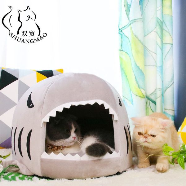 Shuangmao Pet Cats Bed House House Forming Dog Cat Теплый питомник для котята для котята Пещера Кентнель Окна Гамаковых кроватей Открытый палатки для палатки 20111