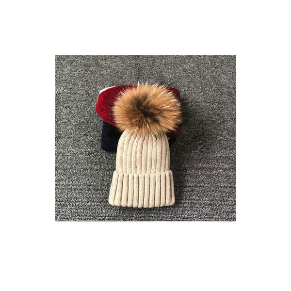 

cllikko knitted real fur hat 100% real raccoon fur pompom hat winter women hat beanie for women 2019 soft warm fe jllbze