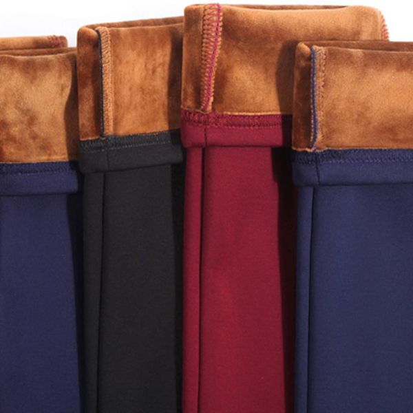 

зимние тепловые лосины женщин плюс размер высокой талией тонкий fit эластичные поножи брюки брюки легинсы mujer, Black