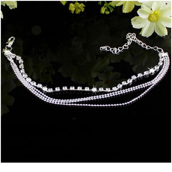 

summer barefoot sandal multi layer silver color ankle chain anklet crystal beads charm foot bracelets jewelry f jllhjr, Red;blue