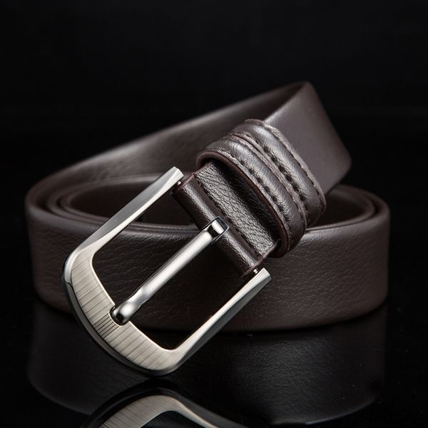 

leather men's pinleather men's imitation head pin belt layer business belt scratch-ultra-fiber wear-resistant korean style iodiq, Black;brown