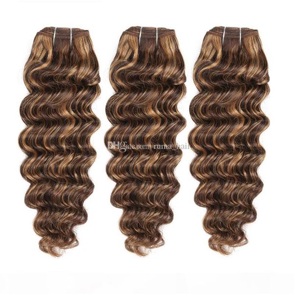 

honey blonde deep wave mixed 4 27 hair bundles deep wave virgin hair raw indian hair extensions piano color weaves, Black;brown