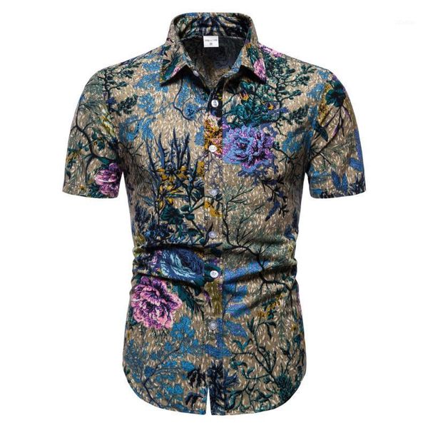 

men's casual shirts 2021cs7 shirt printing men's short sleeve lapel men's1, White;black