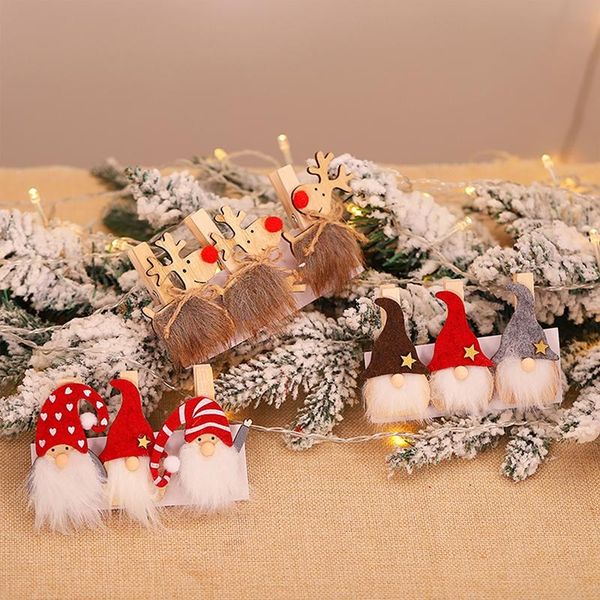 

3pcs creative christmas wooden clip deer ornaments diy craft xmas tree decorations kids gift home supplies party accessories wmtmnj