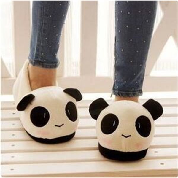 

panda full heel plush home couple gifts winter cotton slippers shoes lovely slipper non-slip 36-43 y201026, Black