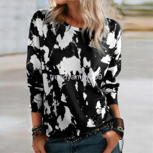 

women's hoodies & sweatshirts spring and autumn trend selling ice cream color printed long sleeve round neck pullover t-shirt sweater, Black