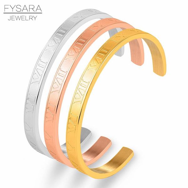 

fysara classic classic braclets нержавеющая сталь розовое золото цвет римская цветовая цифра любовник манжеты браслет браслет свадебные укра, Black