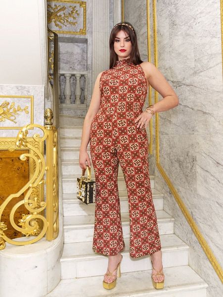 

plus mock neck sleeveless flare leg allover print jumpsuit x8gt#, Black