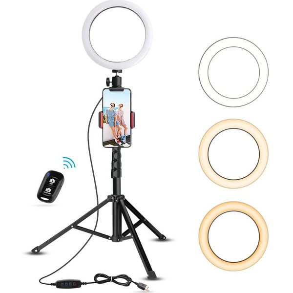 

8-дюймовый заливной свет dimmable led selfie usb кольцо фотографии фонарь с штативом для макияжа youtube видео живое освещение студии