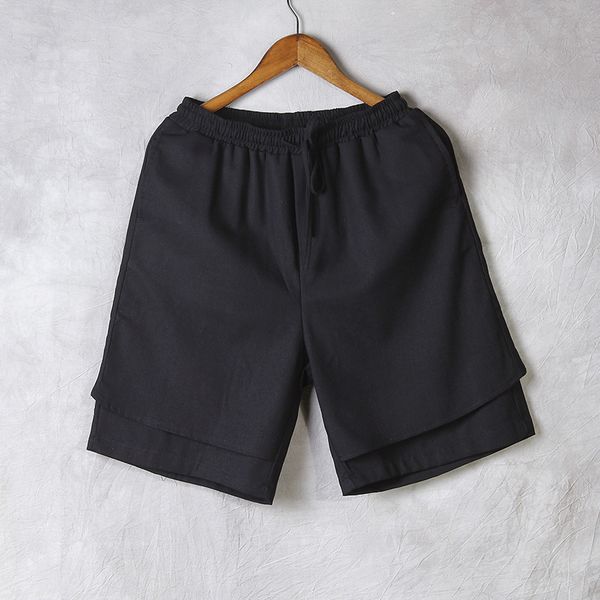 

shorts men's solid color capris 2020 summer new cotton linen casual loose sports beach pants, White;black