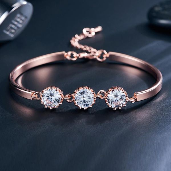 

2020 charm lady rose gold adjustable bracelet tassel pendant crystals micro inlaid zircon bracelet bangle jewelry gift, Golden;silver