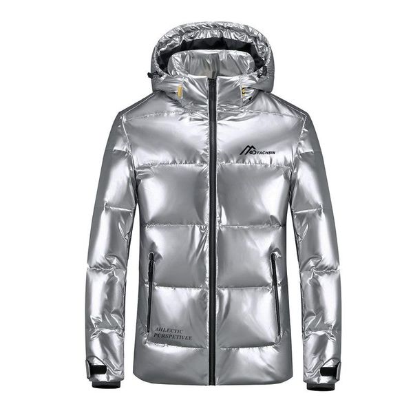

-30 degree white duck down parks winter jacket men windbreaker waterproof hooded snow jacket men shiny parkas chaqueta hombre, Black