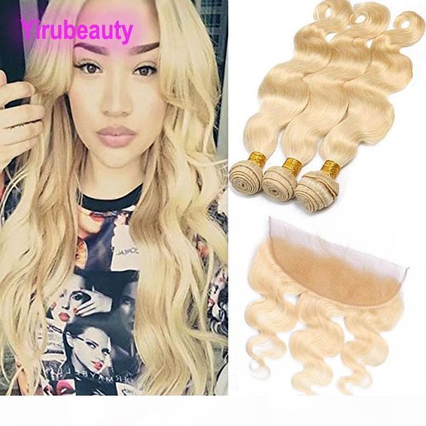 

indian hair bundles with 13x4 lace frontal pre plucked body wave 3 bundles with frontal 4 pieces lot body wave human hair extensions, Black;brown