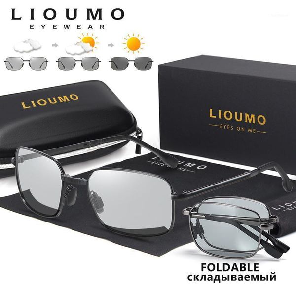

lioumo fashion classic square sunglasses men polarized chameleon driving sun glasses women pchromic lens gafas de sol hombre1, White;black