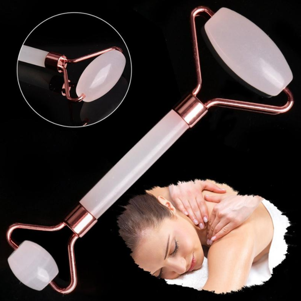 

natural jade powder crystal beauty device jade roller double head pink face