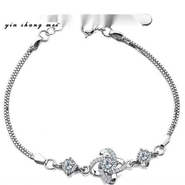 

silver plated women's new four platinum jewelry bracelet braceletleaf grass bracelet platinum plated jewelry japanese and korean versio, Golden;silver