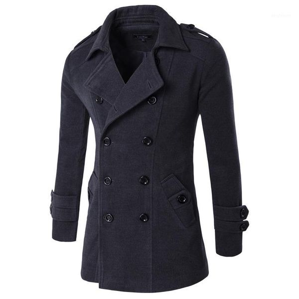 

mens wool overcoat autumn winter male blendscoat men wool jacket1, Black