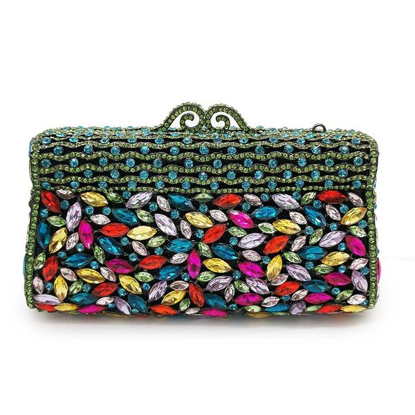 

new fashion rhinestone crystal evening purse women shoulder handbags red/white/yellow/blue gemstone ladies party prom bag