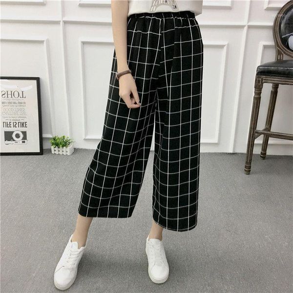 

women new summer wide leg pants casual loose high elastic waist harem pants loose belt striped elasticated trousers1, Black;white
