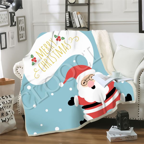 

cloocl popular christmas present blanket 3d print santa claus double layer sofa travel youth casual bedding throw blankets sofa quilt