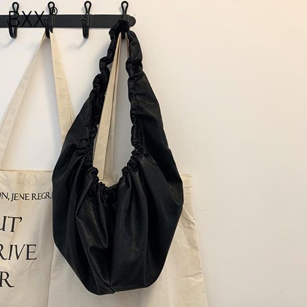 

[bxx] pu leather high capacity pleated crossbody bags for women 2021 simple shoulder handbags female travel cross body bag hn663