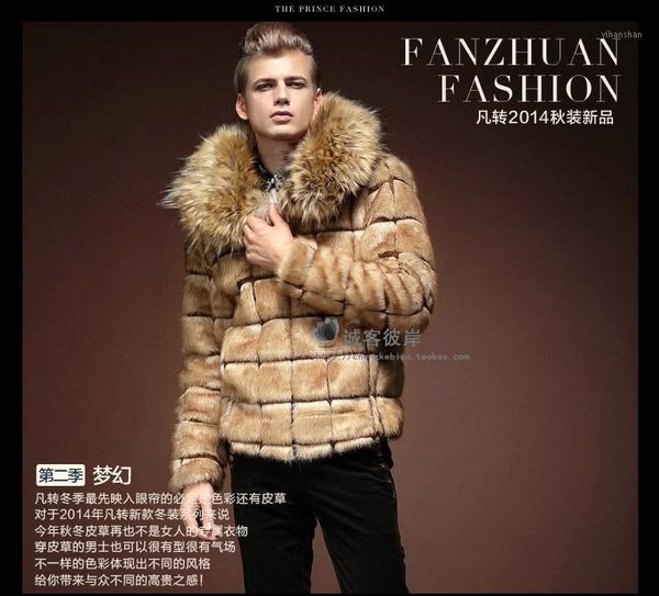 

mens 2020 collar fur coat personality artificial leather grass fur jacket large size turn down collar outwear1, Black