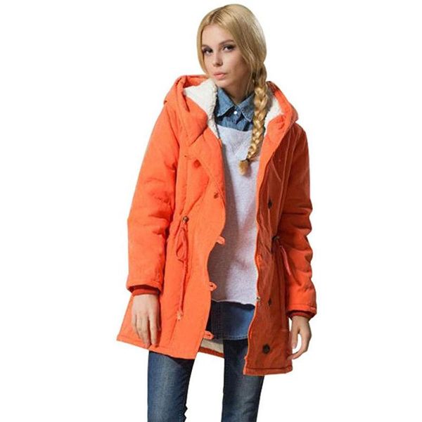

women's jackets women winter warm jacket coat fashion solid hooded lambswool cotton thicker outwear chaqueta mujer, Black;brown