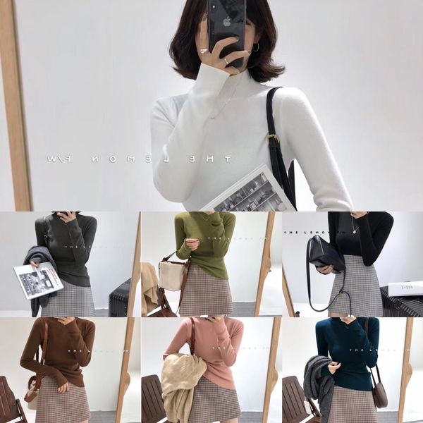 

gsxj0 avocado green half turtleneck pulloversweater pullover shirt autumn 2019 slim fit long sleeve versatile pullover sweater mty7h women&#, White;black