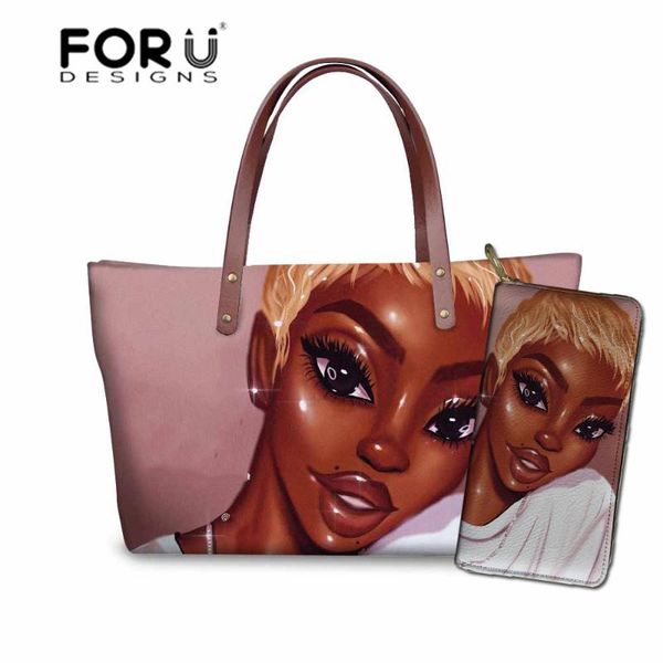 

forudesigns women summer beach bags for black art african girls printing handbags ladies fashion totes&purse set sac main femme