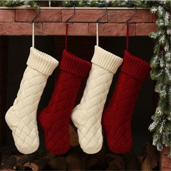 

knitted stocking decoration woolen yarn christmas socks children's candy gift bag t9i00529