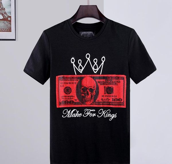 

dollar solid basic letter luxury man short crystal print men sleeve tee brand casual designer skull t-shirt punk clothing summer wmten, White;black