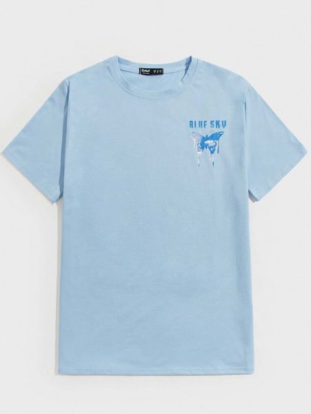 

romwe guys butterfly & letter graphic tee t3fq#, White;black