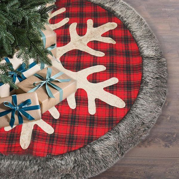 

christmas tree skirt 48 inches large natural hessian plain with hand-sewn white lace xmas party decor ornament home supplies1