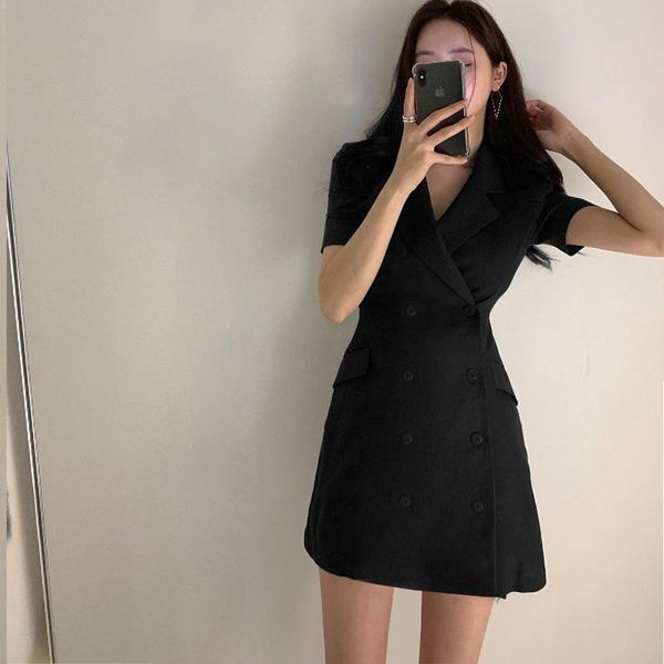 

women's suits & blazers korean summer and autumn slim casual suit double breasted jacket blazer coat lady's buttons, White;black